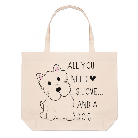 All You Need Is Love And A Dog Large Beach Tote Bag