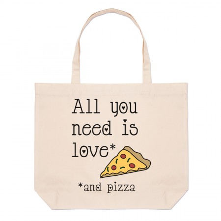 All You Need Is Love And Pizza Large Beach Tote Bag