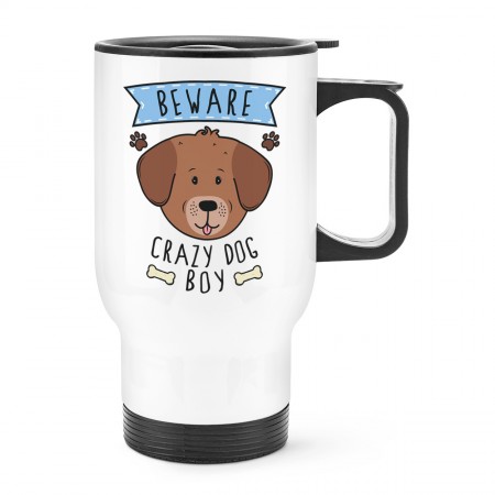 Beware Crazy Dog Boy Travel Mug Cup With Handle