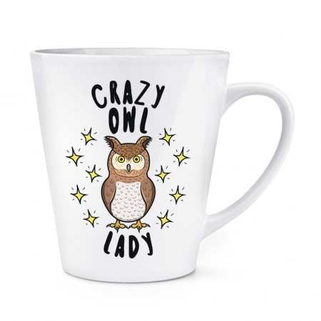 Crazy Owl Lady Stars 12oz Latte Mug Cup