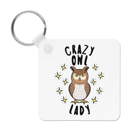 Crazy Owl Lady Stars Keyring Key Chain