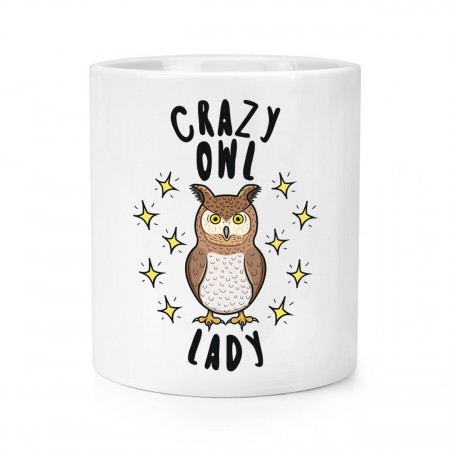 Crazy Owl Lady Stars Makeup Brush Pencil Pot