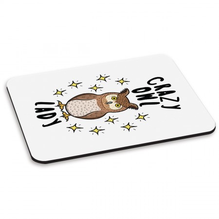 Crazy Owl Lady Stars PC Computer Mouse Mat Pad