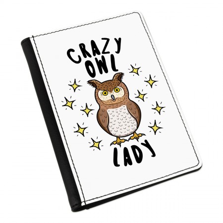Crazy Owl Lady Stars Passport Holder Cover