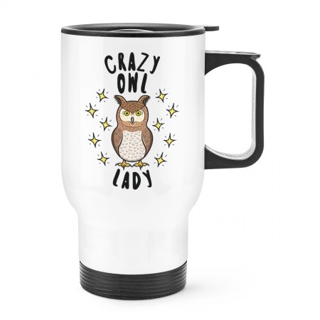 Crazy Owl Lady Stars Travel Mug Cup With Handle