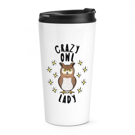 Crazy Owl Lady Stars Travel Mug Cup