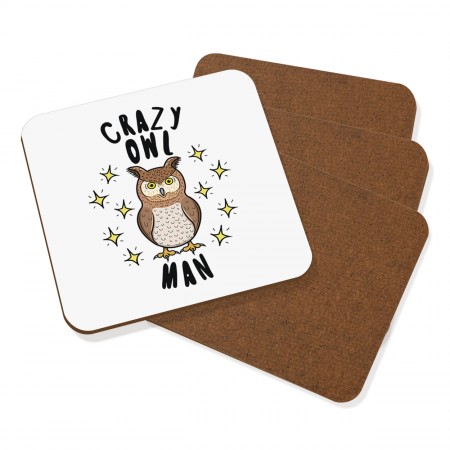 Crazy Owl Man Stars Coaster Drinks Mat Set Of 4