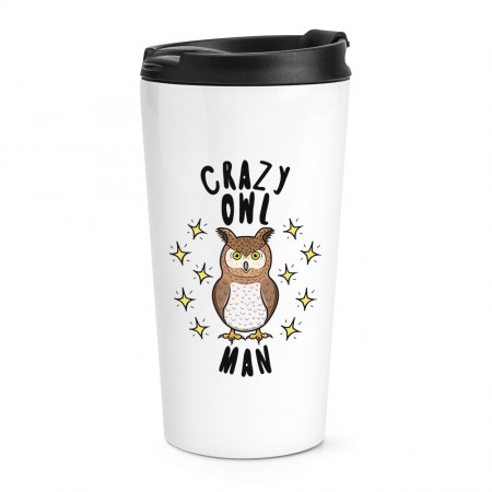 Crazy Owl Man Stars Travel Mug Cup