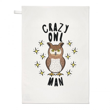 Crazy Owl Man Stars Tea Towel Dish Cloth