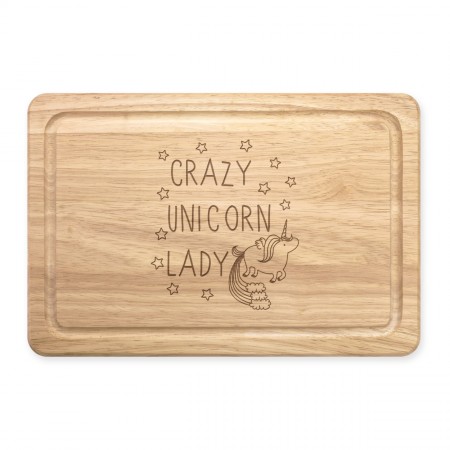 Crazy Unicorn Lady Rectangular Wooden Chopping Board