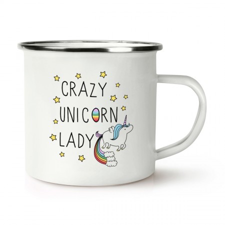 Crazy Unicorn Lady Retro Enamel Mug Cup