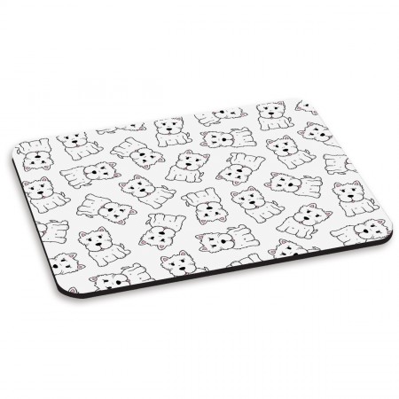 Dog White Terrier Pattern PC Computer Mouse Mat Pad