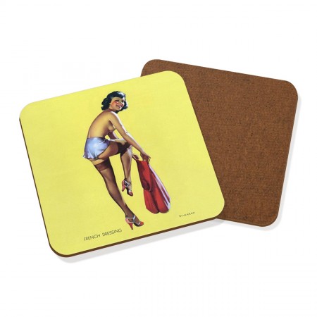 French Dressing Pin Up Girl Coaster Drinks Mat By Gil Elvgren Reproduction Print