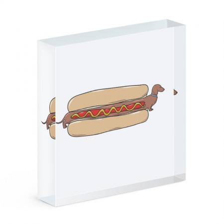 Hot Dog Dachshund Acrylic Block