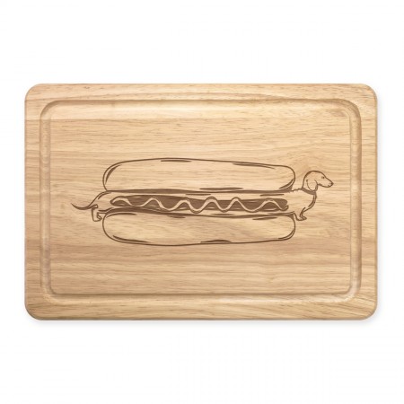 Hot Dog Dachshund Rectangular Wooden Chopping Board
