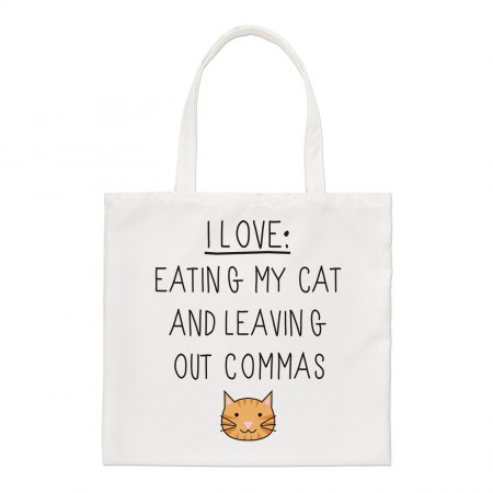 I Love Eating My Cat and Leaving Out Commas Regular Tote Bag