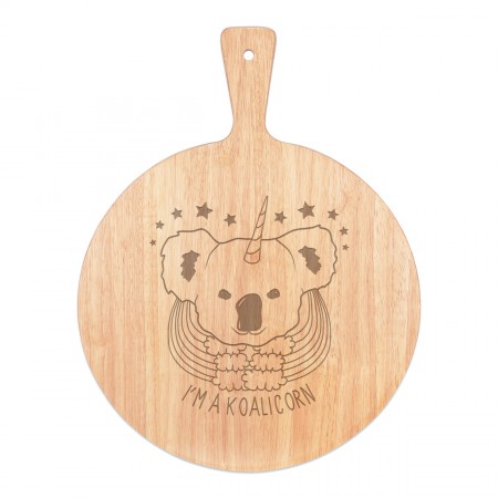 I'm A Koalicorn Unicorn Pizza Board Paddle Serving Tray Handle Round Wooden 45x34cm