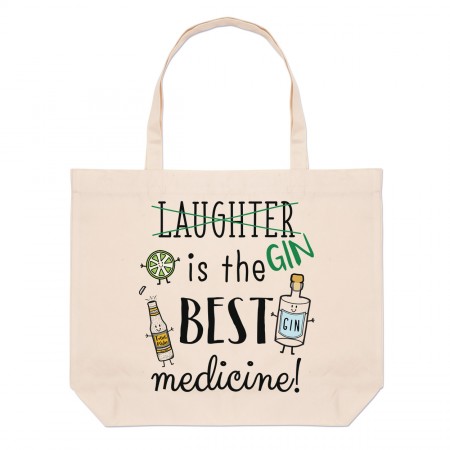 Laughter Gin Is The Best Medicine Large Beach Tote Bag