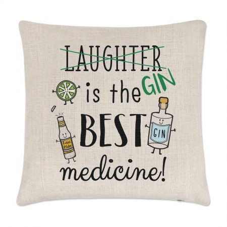 Laughter Gin Is The Best Medicine Linen Cushion Cover