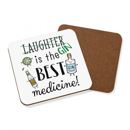 Laughter Gin Is The Best Medicine Coaster Drinks Mat