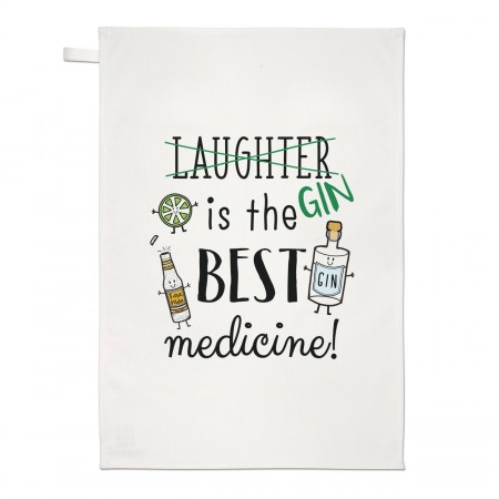Laughter Gin Is The Best Medicine Tea Towel Dish Cloth