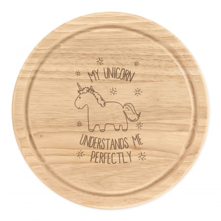 Lila My Unicorn Understands Me Wooden Chopping Cheese Board Round 25cm