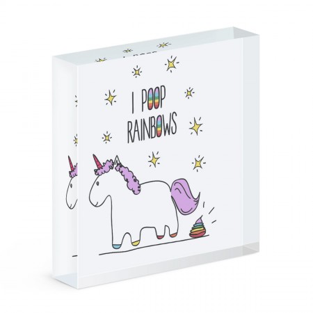 Lila Unicorn I Poop Rainbows Acrylic Block