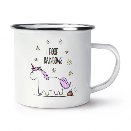 Lila Unicorn I Poop Rainbows Retro Enamel Mug Cup
