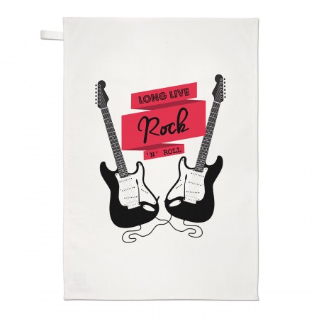 Long Live Rock N Roll Electric Guitar Tea Towel Dish Cloth
