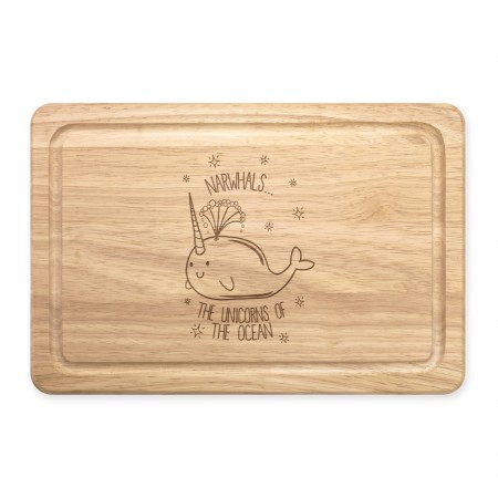 Narwhals The Unicorns Of The Ocean Rectangular Wooden Chopping Board