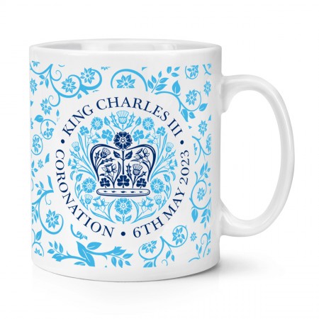 Pattern Coronation Emblem Light Blue King Charles III 10oz Mug Cup King's Coronation Commemorative Souvenir Gift