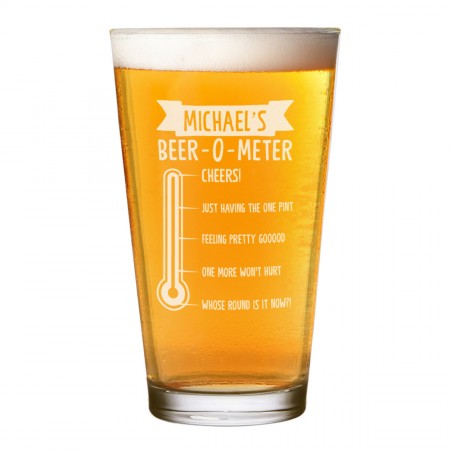 Personalised Pint Glass Shaker Beer O Meter Any Name Craft Beer Cider Custom