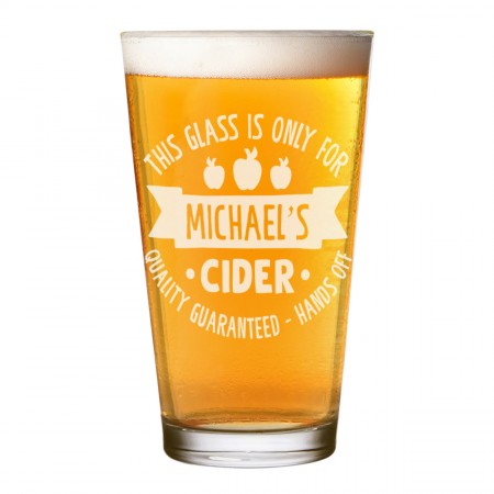 Personalised Pint Glass Shaker Cider Hands Off Any Name Craft Beer Cider Custom