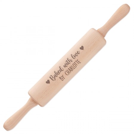 Personalised Rolling Pin Baked With Love Revolving Wooden Any Name Custom Baking