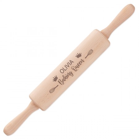 Personalised Rolling Pin Baking Queen Revolving Wooden Any Name Custom Baking