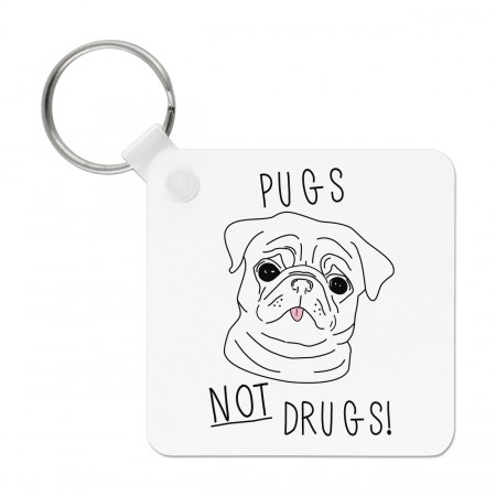 Pugs Not Drugs Keyring Key Chain