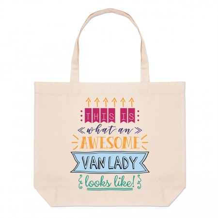 This Is What An Awesome Van Lady Looks Like Large Beach Tote Bag