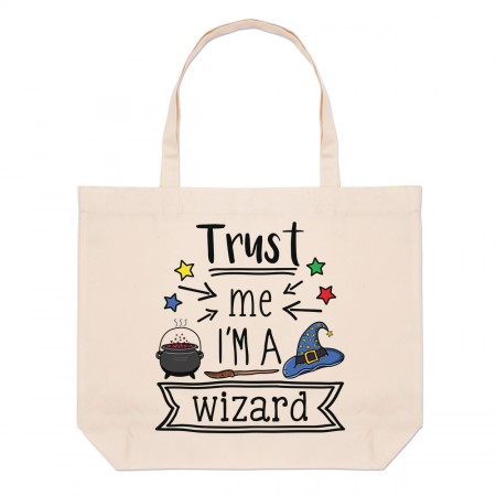 Trust Me I'm A Wizard Large Beach Tote Bag