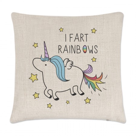 Unicorn I Fart Rainbows Linen Cushion Cover