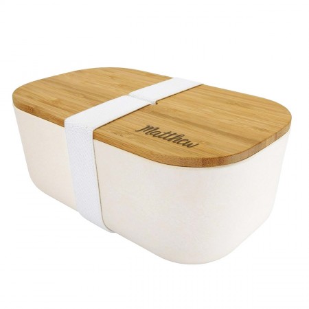 Personalised Custom Name Engraved Recycled Bamboo Lunch Box with Bamboo Lid