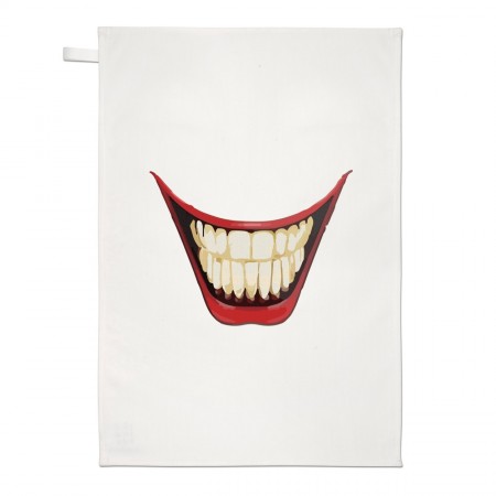 Creepy Clown Scary Smile Teeth Tea Towel Dish Cloth Halloween Funny Joke