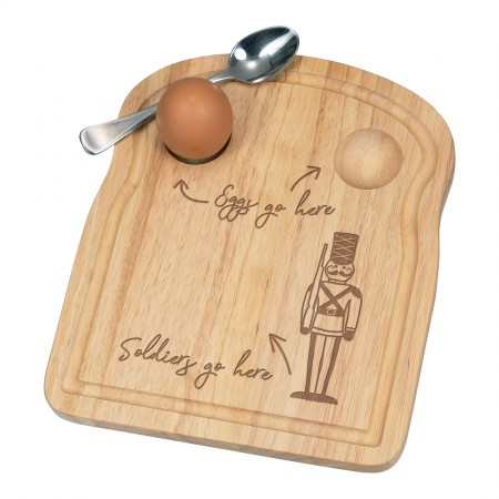 Eggs Go Here Soldiers Go Here Breakfast Dippy Egg Cup Board Wooden