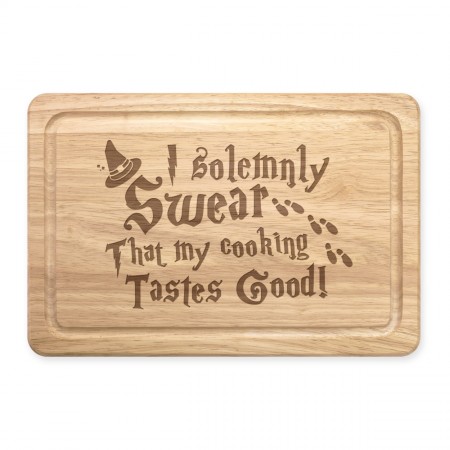 I Solemnly Swear That My Cooking Tastes Good Rectangular Wooden Chopping Board