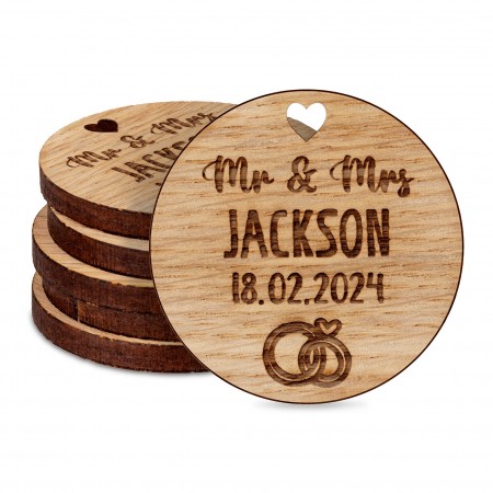 Personalised Mr & Mrs Rings Wedding Favours Table Decorations Round Wooden Confetti Sprinkles Scatters Charms Custom Tags