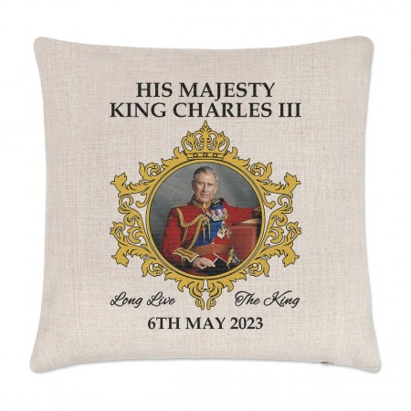 King Charles III 2023 Cushion Cover Kings Coronation Commemorative Gift His Majesty 6th May