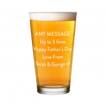 Personalised Pint Glass Shaker Any Message 5 Lines Name Craft Beer Cider Custom