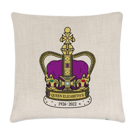 Gold Crown Queen Elizabeth II 1926 - 2022 Cushion Cover Commemorative Gift Her Majesty