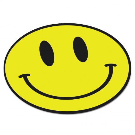 Smiley Face Yellow Circular PC Computer Mouse Mat Pad