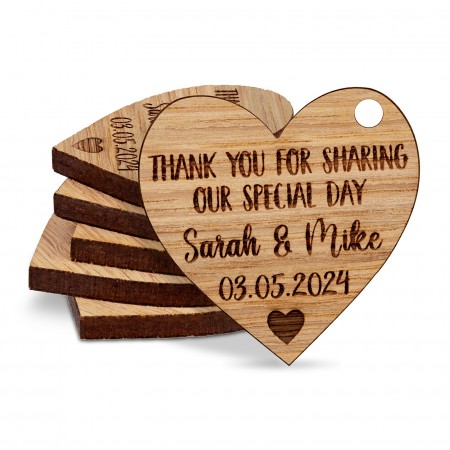 Personalised Thank You For Sharing Love Hearts Wedding Table Decorations Wooden Confetti Love Hearts Wedding Favours Sprinkles Scatters Charms