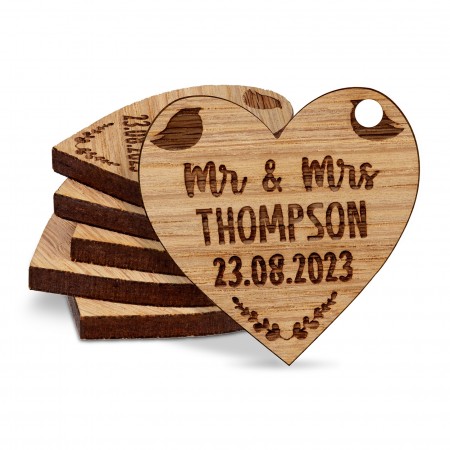 Personalised Mr & Mrs Birds Love Hearts Wedding Table Decorations Wooden Confetti Love Hearts Wedding Favours Sprinkles Scatters Charms